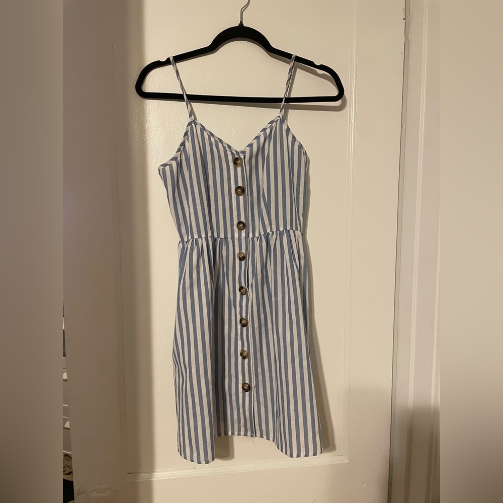 Coastal Blue and White Striped Shirt Dress